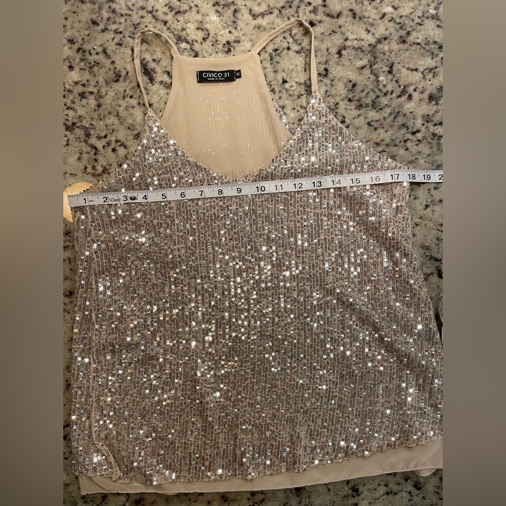 Sequin razorback tank made in Italy size M - Picture 5 of 7